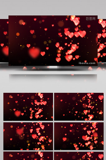 浪漫温馨红色爱心光影粒子飞舞婚礼背景视频图片