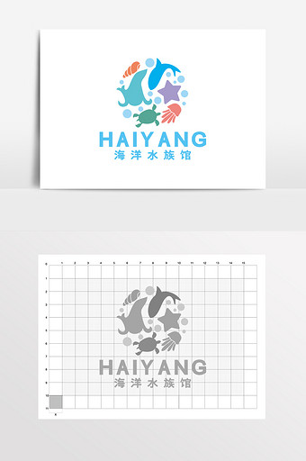 海洋馆海豹馆海洋logo标志vi