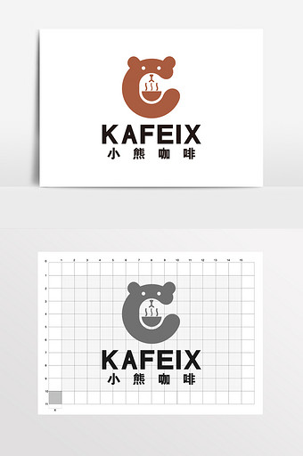 小熊咖啡馆奶茶店饮品logo标志vi图片下载