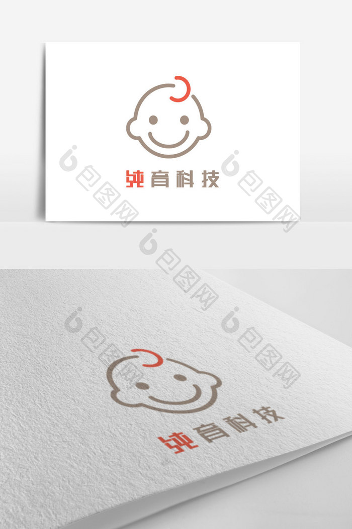 简约线条母婴科技创意logo设计