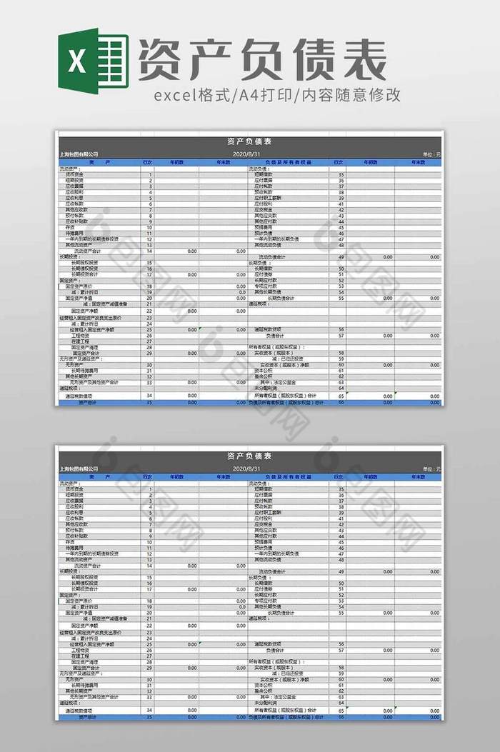 个人资产负债表excel模板图片图片