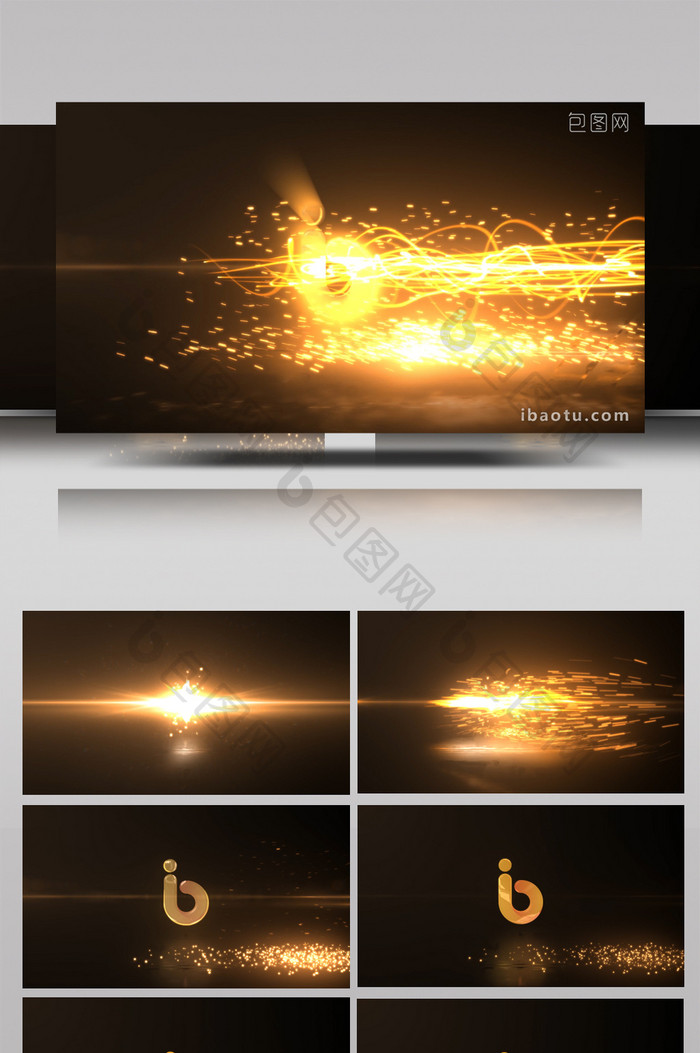 炫酷光线粒子迸射logo动画片头AE模板
