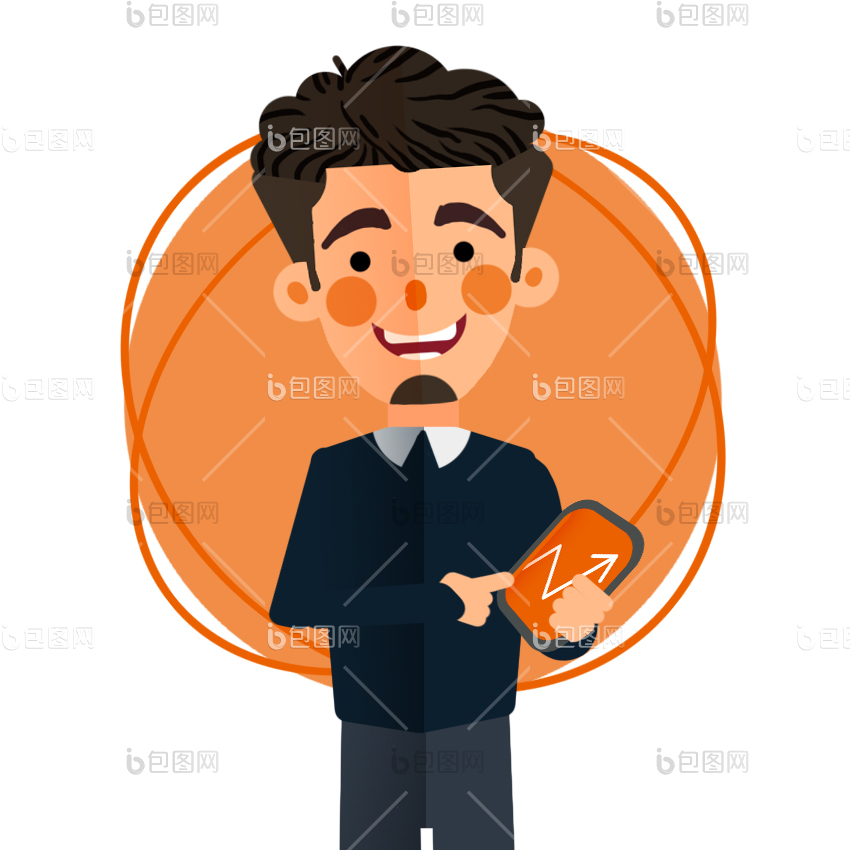 橙黑色商务企业办公小动画gif动图下载-包图网
