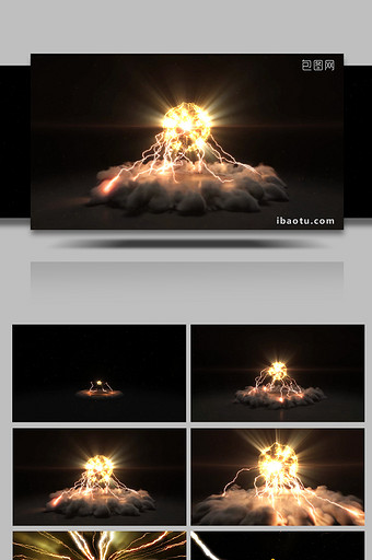 震撼闪电光球爆炸logo片头特效PR模板图片
