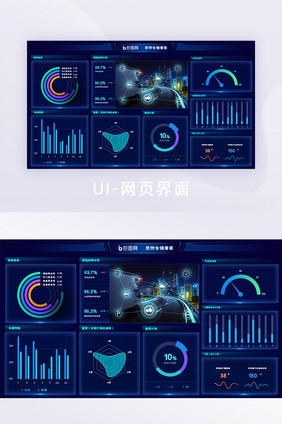 蓝色物流仓储可视化数据统计分析界面