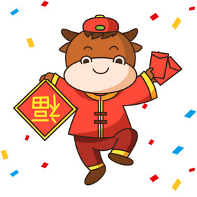 新年牛年形象恭喜发财小动画动图GIF