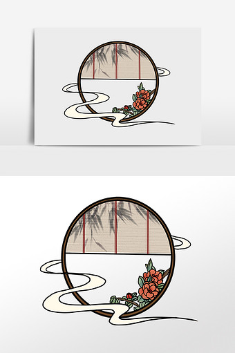 中式圆形花纹窗户