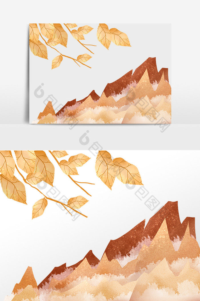金色山和叶子秋天图片图片