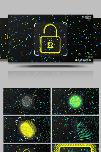 科技智能指纹解锁LOGO标志片头PR模板图片
