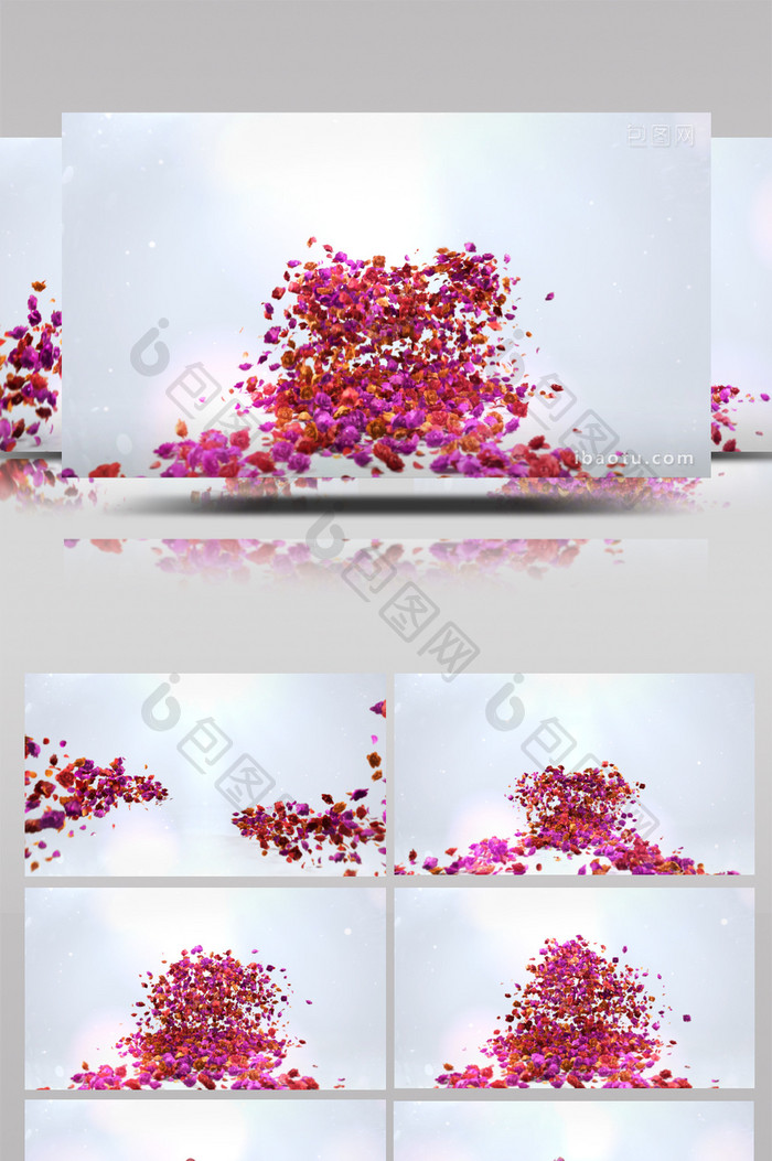 玫瑰花瓣3D路径动画LOGO片头AE模板