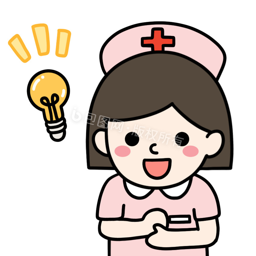 扁平医疗生活护士动态二维码海报插画蓝色扁平卡通女护士疫情防控图