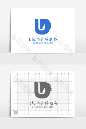 企业蓝色字母d马logo图片