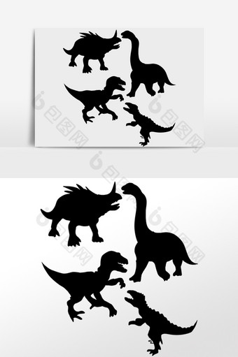 野生动物恐龙剪影图片