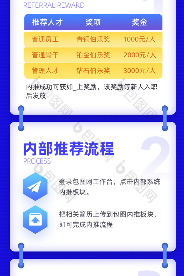 蓝色简约企业内推招聘h5活动长图