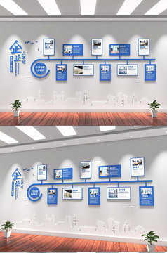 企业简介企业历程公司文化墙蓝色大气文化墙