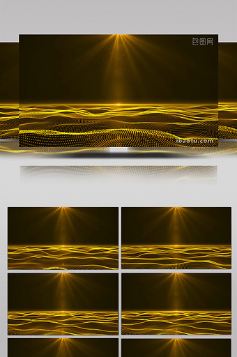 4K大气金色粒子海波浪舞台演出背景图片