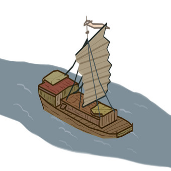 古代渔船卡通图片