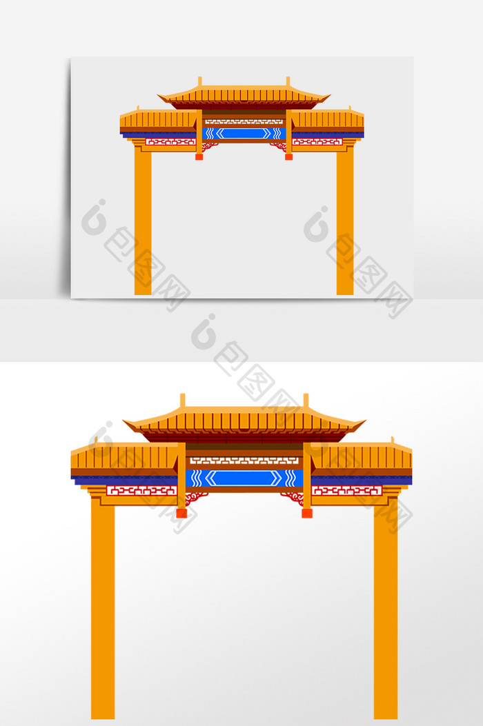 古风牌楼门楼边框