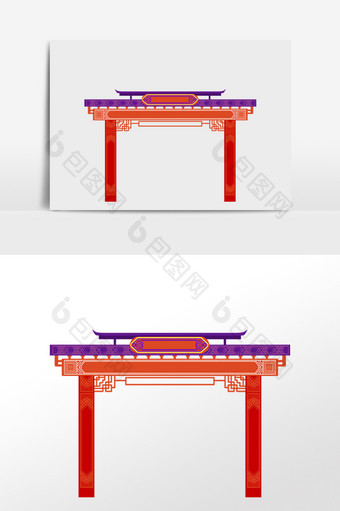 中式古风牌楼边框图片