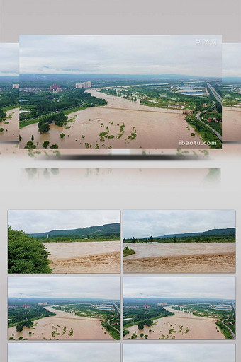4K高清实拍航拍渭河洪水图片
