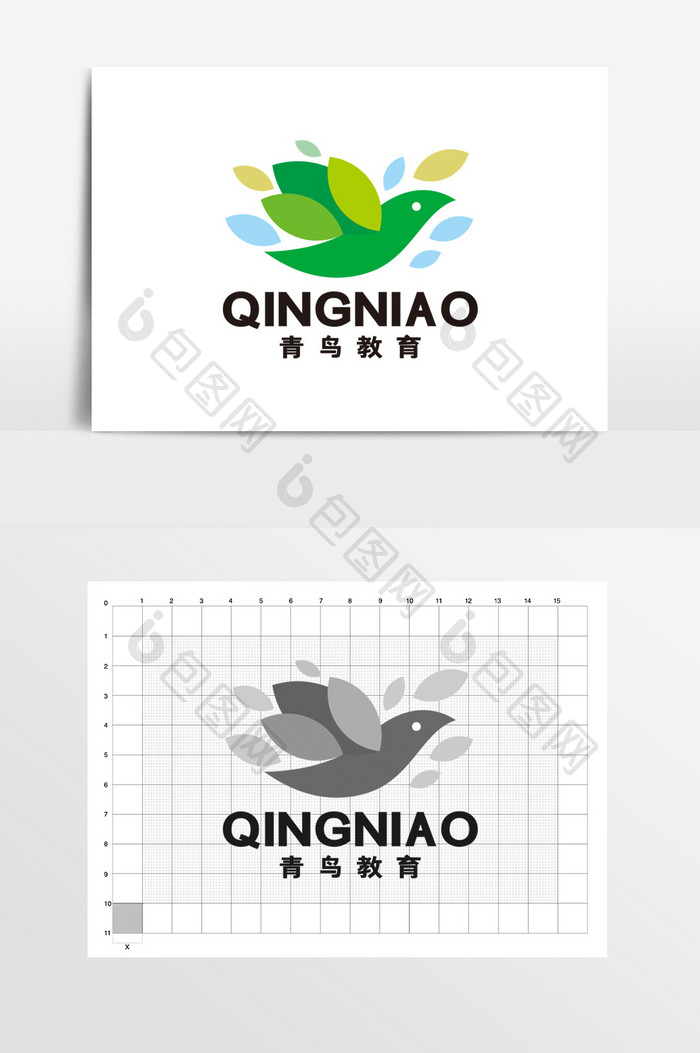 青鸟教育在线辅导早教LOGO标志VI