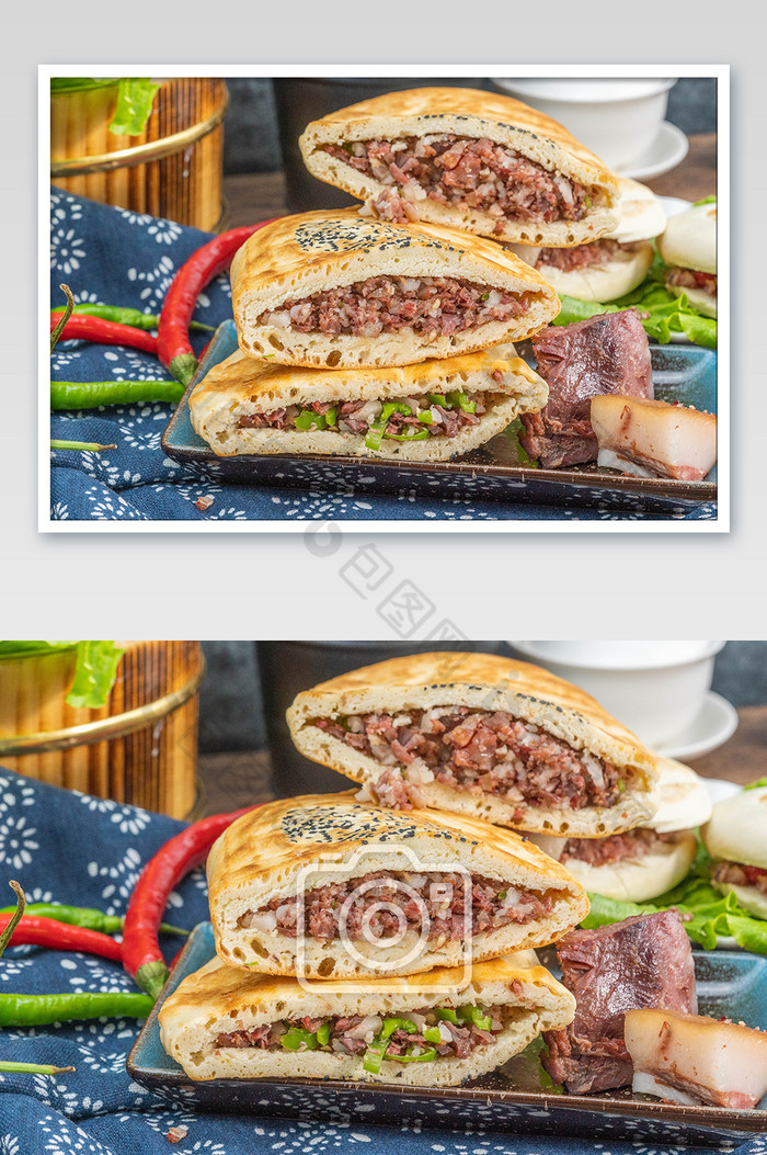 特色美食腊汁肉夹馍摄影图图片图片
