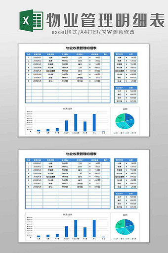 物业管理数据明细分析表excel模板图片