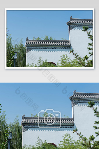 江南建筑围墙屋檐摄影图图片