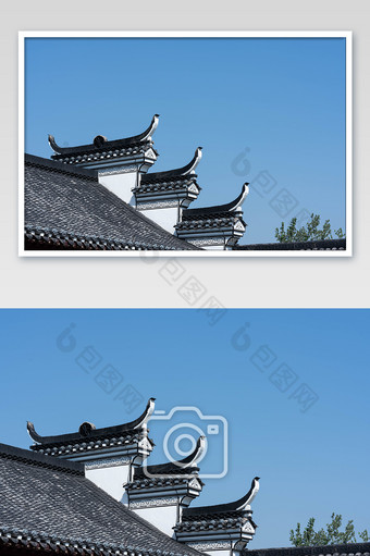 江南建筑墙头摄影图图片