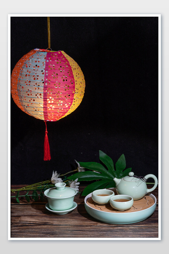 中秋节茶饮摄影图