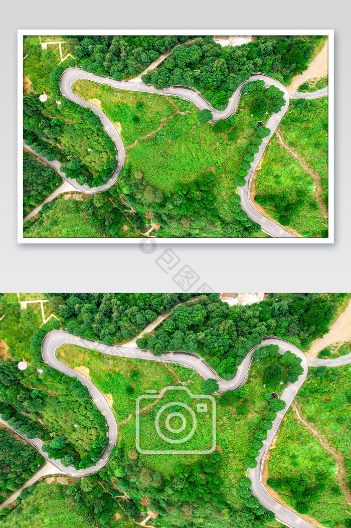 俯拍蜿蜒山路摄影图片