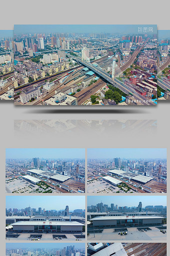 航拍郑州火车站铁路火车城市图片