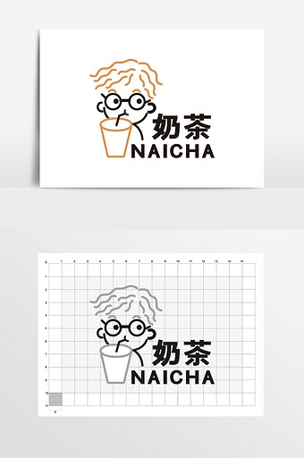 奶茶店小男孩饮品店logo标志vi图片下载