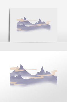 素色中国风山水