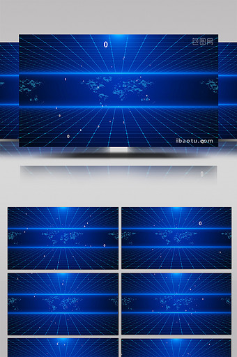 4K蓝色科技三维空间演播室背景图片
