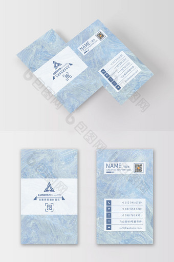 蓝色冰晶质感商务建材装修公司名片图片