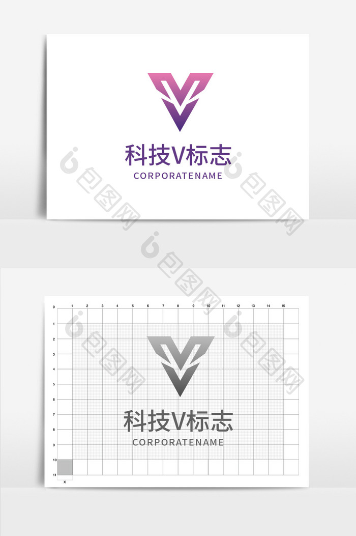 科技字母v商标logo