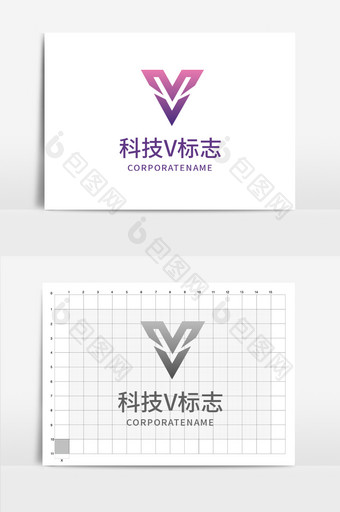 科技字母v商标logo图片