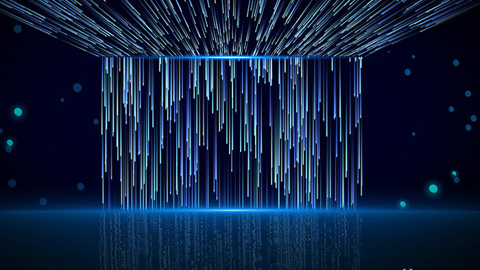 4K大气蓝色粒子光线瀑布舞台背景