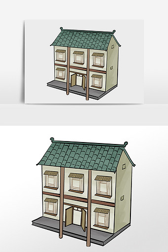 江南古风房子百景图图片下载