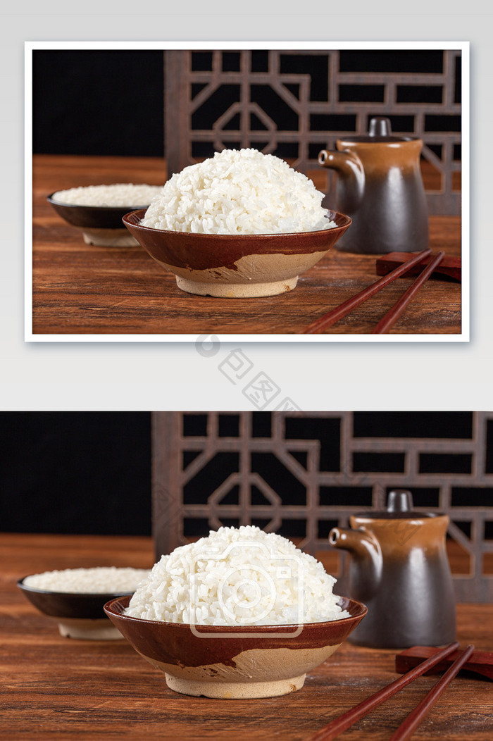 横版拍摄复古风格大米饭