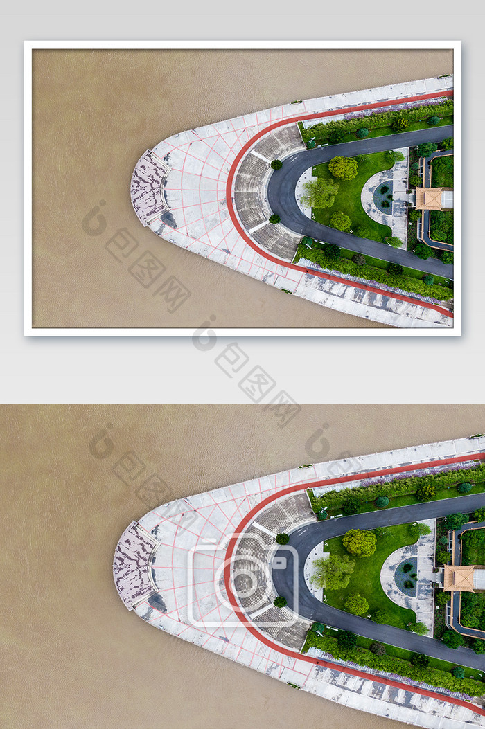 俯拍湘江橘子洲天问广场摄影图片
