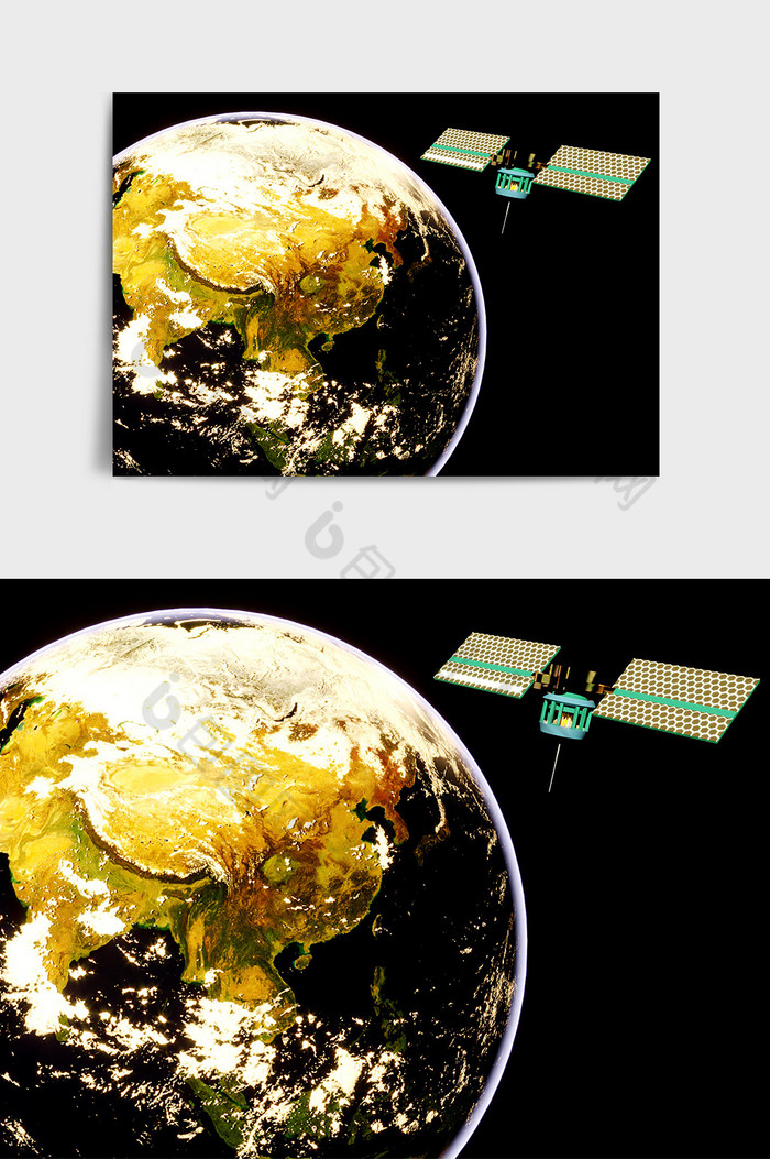 C4D创意仿真地球与卫星组合创意场景图片图片