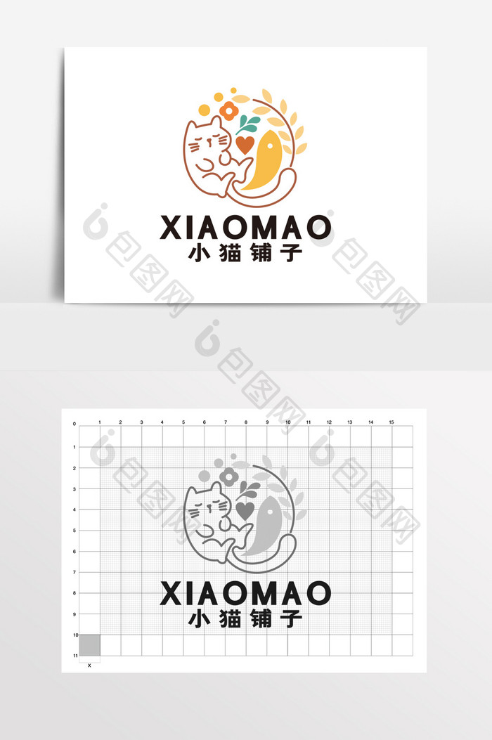 宠物店宠物用品杂货铺小猫LOGO标志VI