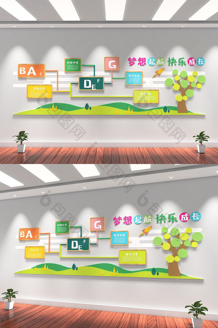 卡通幼儿园校园班级文化墙