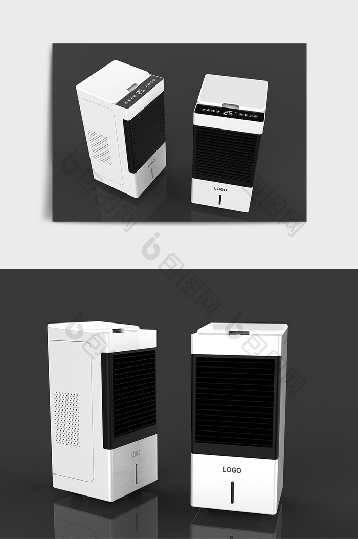 白色简约家用空调扇C4D模型