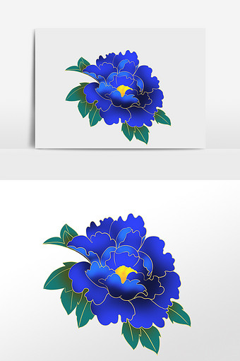 金边牡丹蓝色富贵花