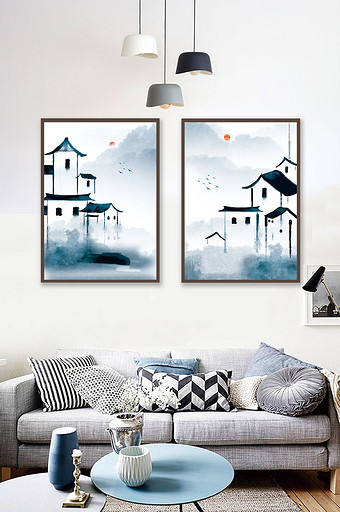 纯手绘江南水墨装饰画