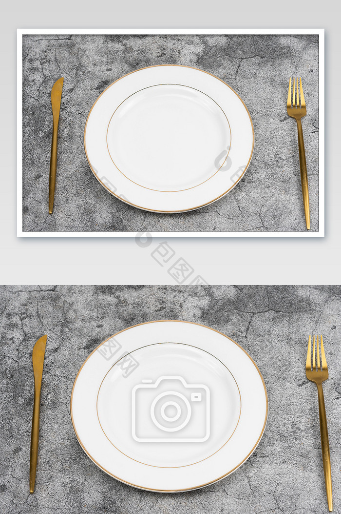 光盘行动盘子刀叉餐具摄影图