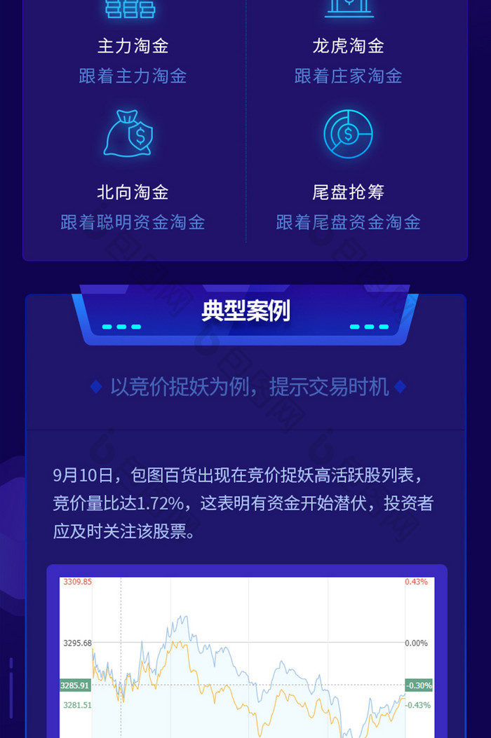 紫色金融基金半导体新基建股票H5长图